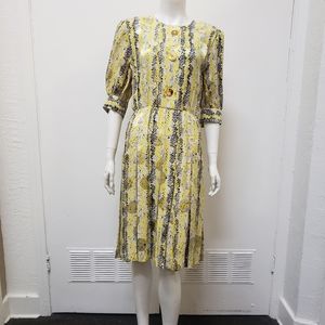 Vintage Givenchy Yellow Pleated Snakeskin Dress